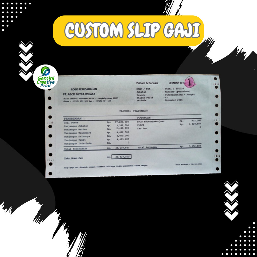 Slip Gaji Kustom