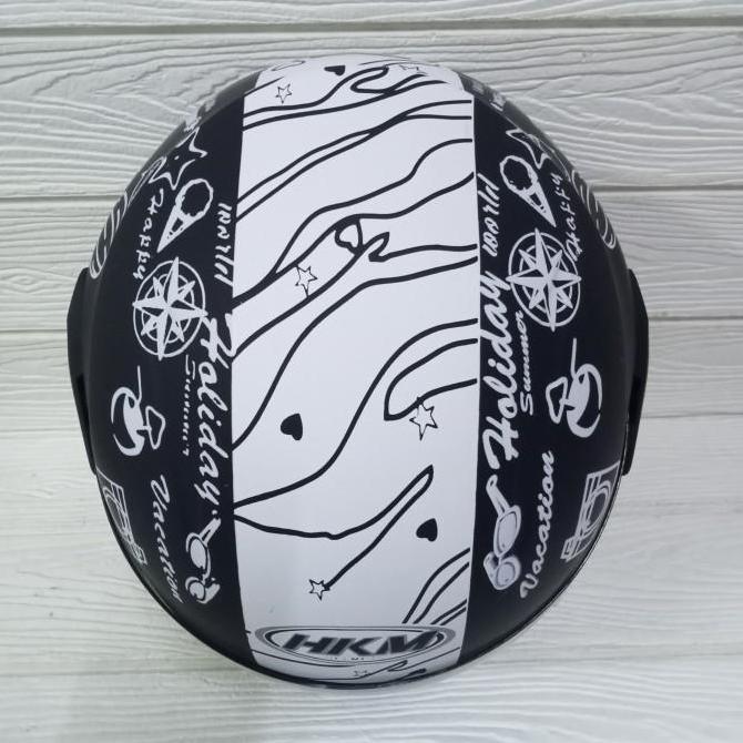 Helm Evo Nuvo SNI Dewasa Motif Traveling Hitam doff