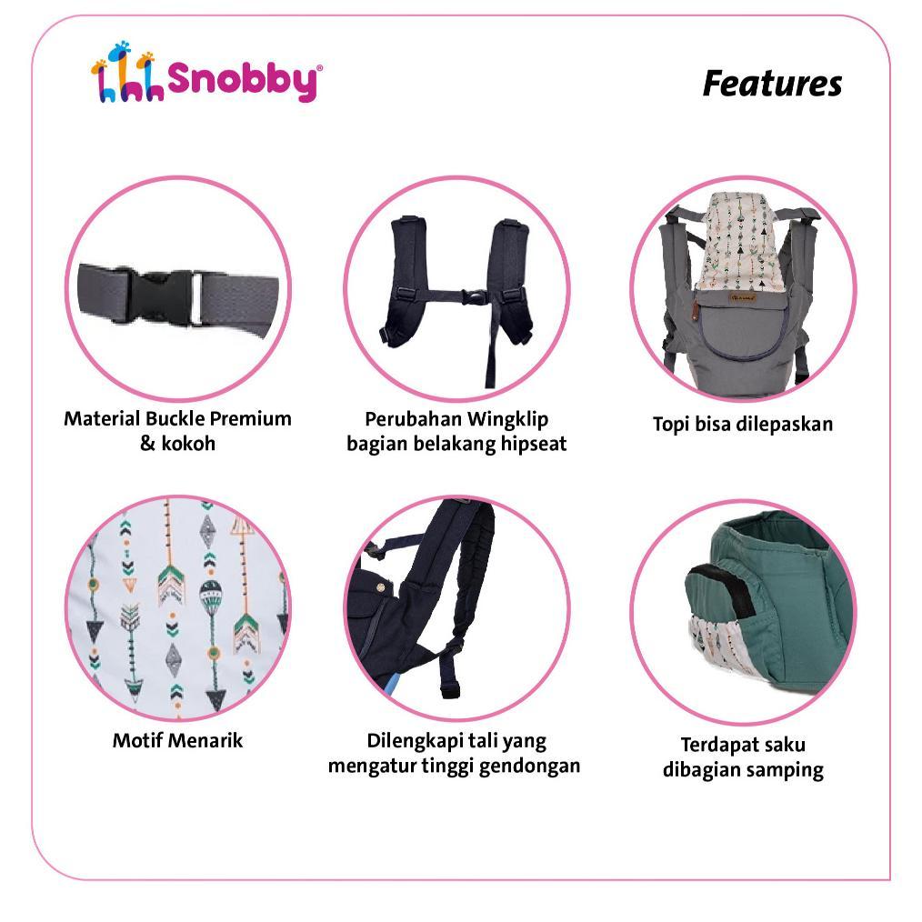 TERMURAH Snobby Gendongan Bayi Hipseat 6 Posisi + saku sirkulasi Flechi