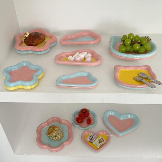 Minihome Bitna Piring Korea Aesthetic Homecafe Minimalis Alas Makan Keramik Estetik Polos Vintage Re