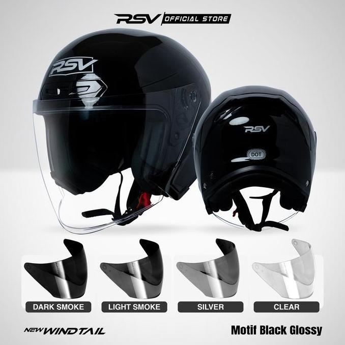 (Bundle) Helm RSV New Windtail Series + Extra Visor Warna (Smoke/Iridium) Half Face Unisex RSV