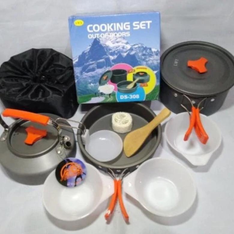 Cooking set DS 308 DS-308 camping stove portable nesting ds misting kompor camp wajan ds 200 201