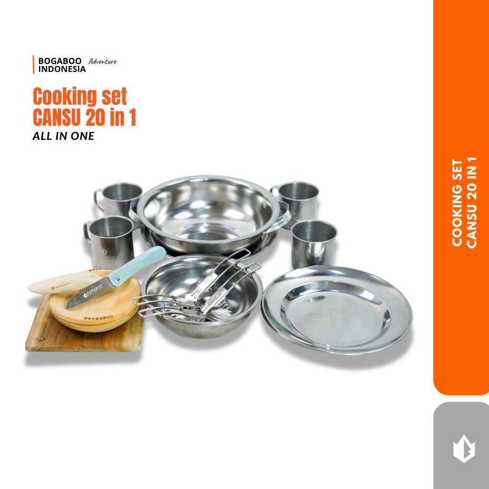 BOGABOO CANSU Cookware Set  20 in 1 Portable Ultralight - Paket Alat Masak Lengkap Camping Outdoor  