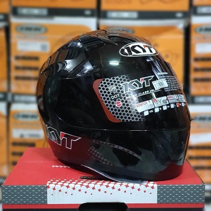 HELM KYT R10 SOLID BLACK GLOSSY R10 HITAM GLOSI ORIGINAL