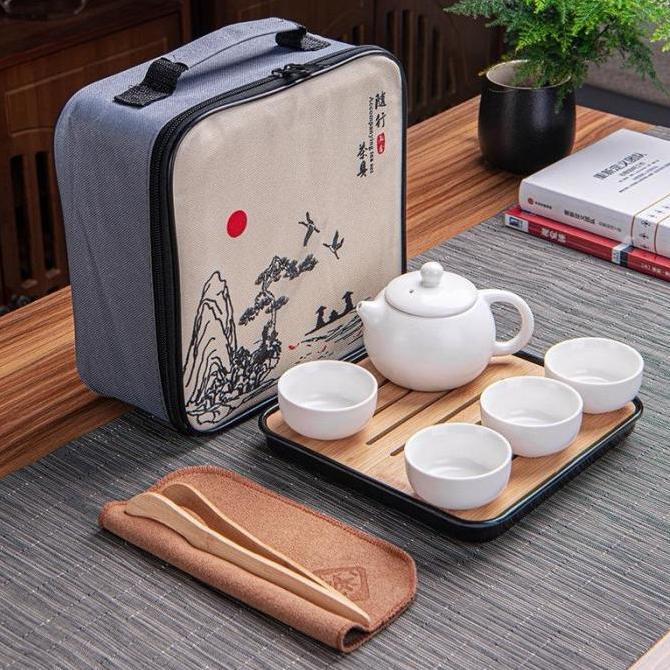 Chinese Tea Pot Ceramic Set Travel Bag Cangkir Teko Set Keramik
