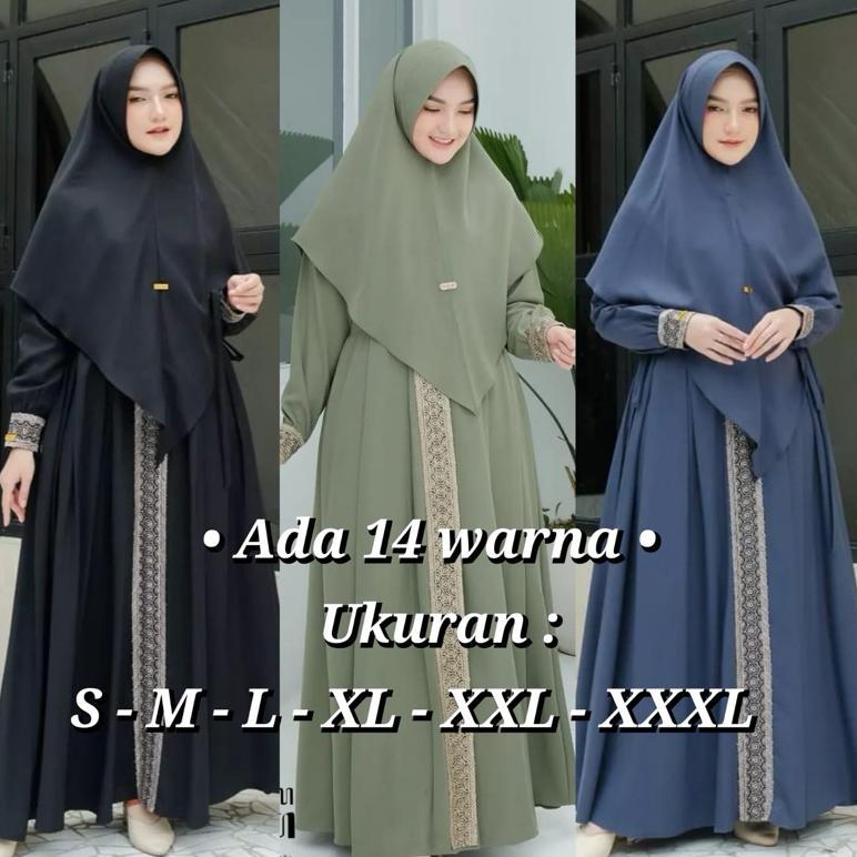 TERBARU KANAYA SYARI - gamis plus hijab bahan shakila premium resleting depan ada sakunya aplikasi r