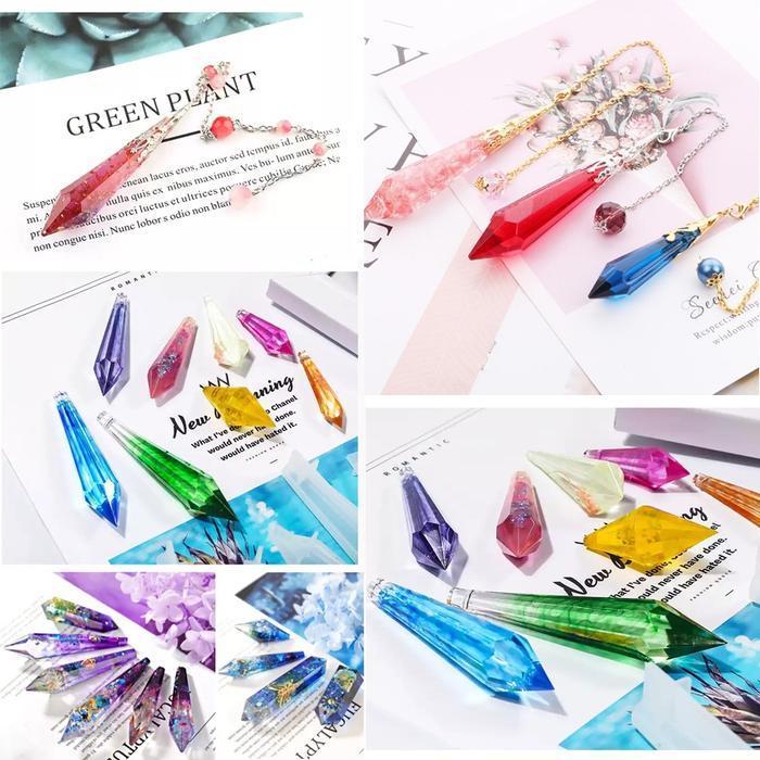 (Termurah) Cetakan Resin Pendant Solid Batu Kristal Berlian Pendulum Crystal Diamond Stone Silicone 