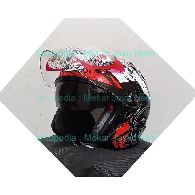 HELM KYT GALAXY SLIDE #5 BLACK - RED FLUO