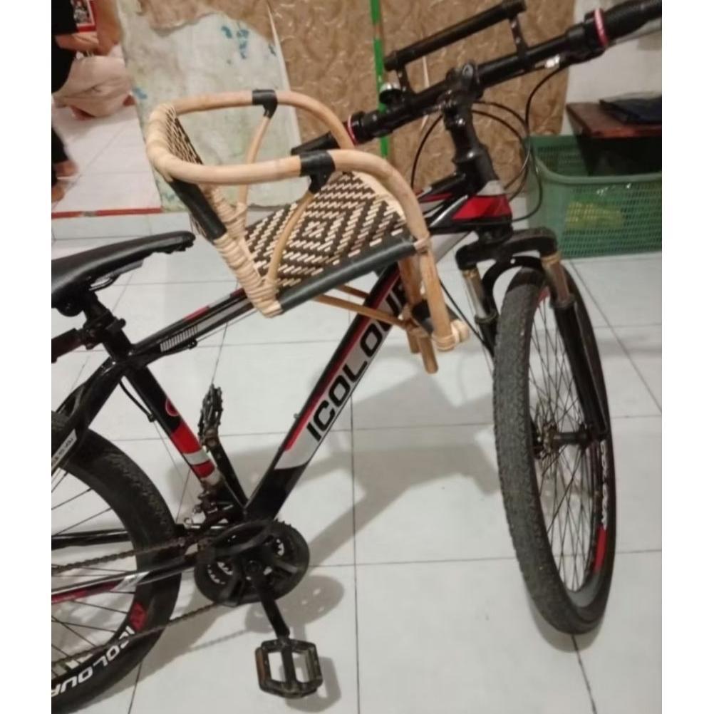 PROMO TERBARU Boncengan sepeda anak rotan/kursi boncengan depan rotan