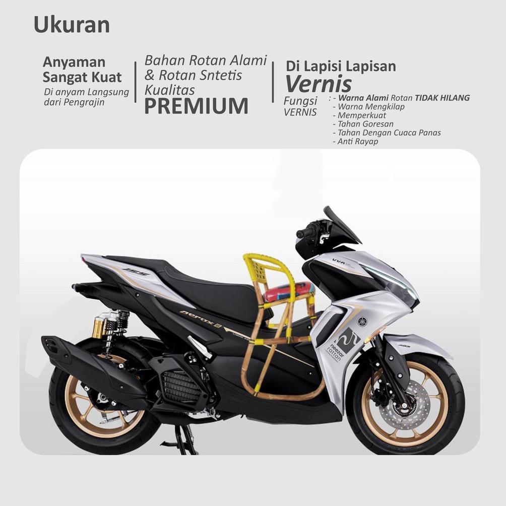 NEW PROMO Jok Kursi rotan Bonceng Boncengan Anak Rotan Motor Matic N-Max, Aerox,PCX