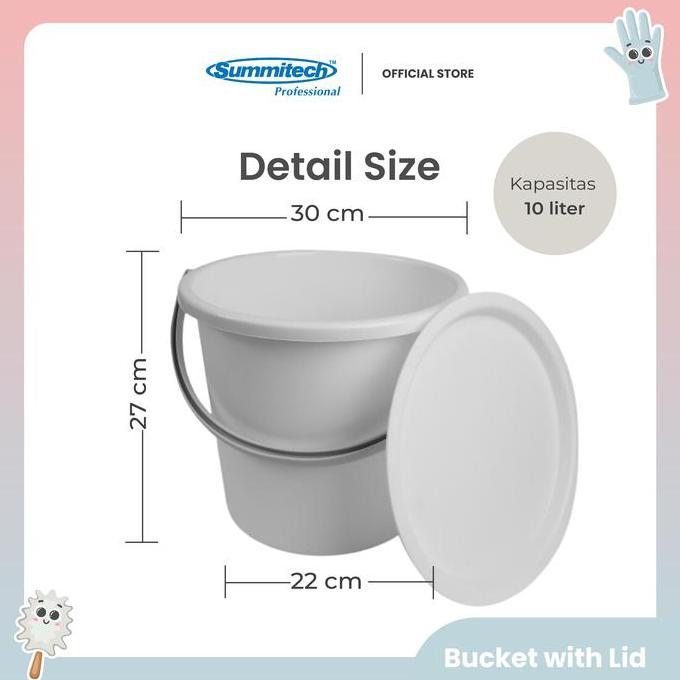 Clafour- Summitech Ember Putih Tutup Plastik Wadah Penyimpanan Air Tebal Kuat Anti Pecah Kapasitas 1