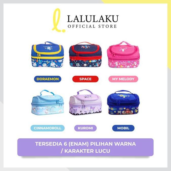 Lunch Bag Tas Bekal 2 Tingkat Karakter Kartun Anak Laki-laki Perempuan PAUD TK SD