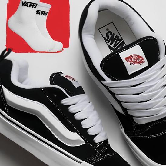 Sepatu Vans Knu Skool Black And White Sneakers For Men And Women 100% Premium Sneakers Pria Wanita S