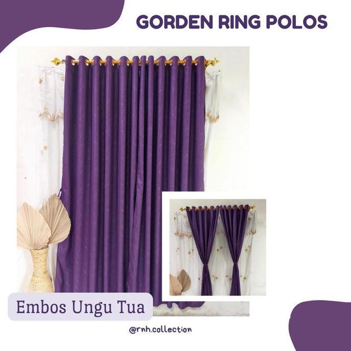 Dimari- Gorden Ring Smokring Homemade Ungu Lilac Tua Minimalis Pintu 135 X 220 Cm - Curtain, Dekoras