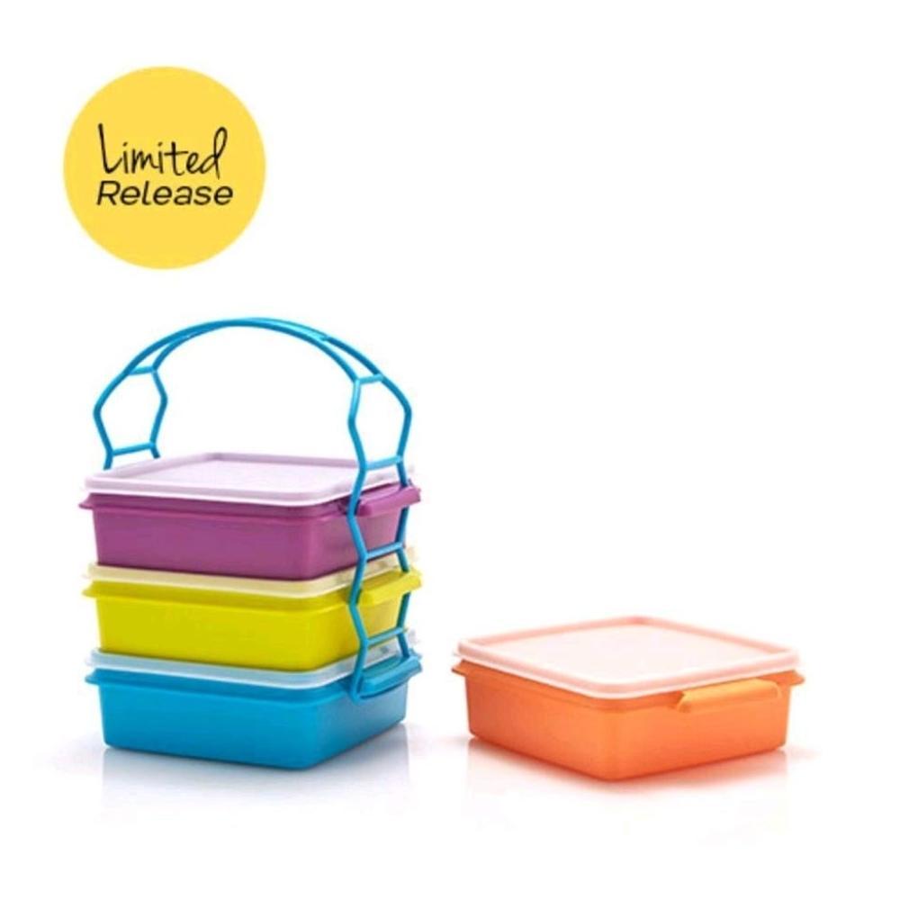 Tupperware carry all set rantang 4 susun warna warni
