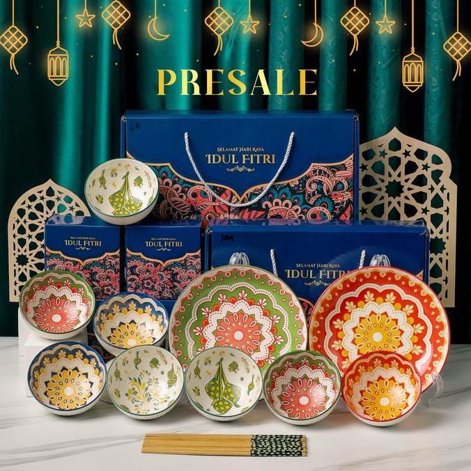 Ideame [MANGKOK LEBARAN] Set Hampers Mangkuk Keramik Lebaran / Gift Parcel EID Mangkok & Piring / Ka
