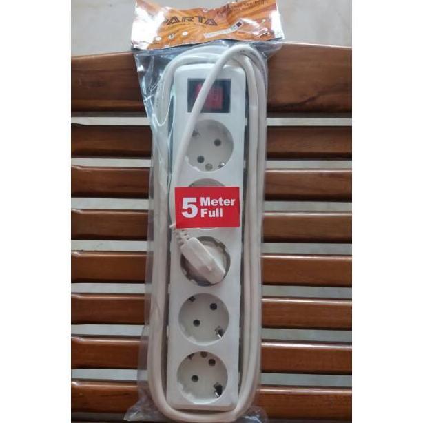 Roll Kabel Listrik 5 Meter Kuningan 5 Lubang / Stop Kontak