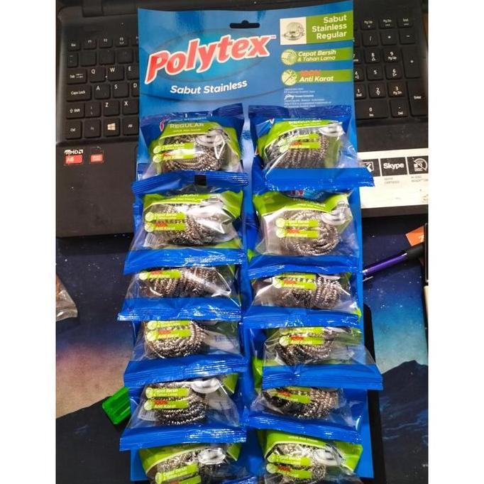 Washyt- Sabut Stainless Polytex Reguler Isi 12 Pcs