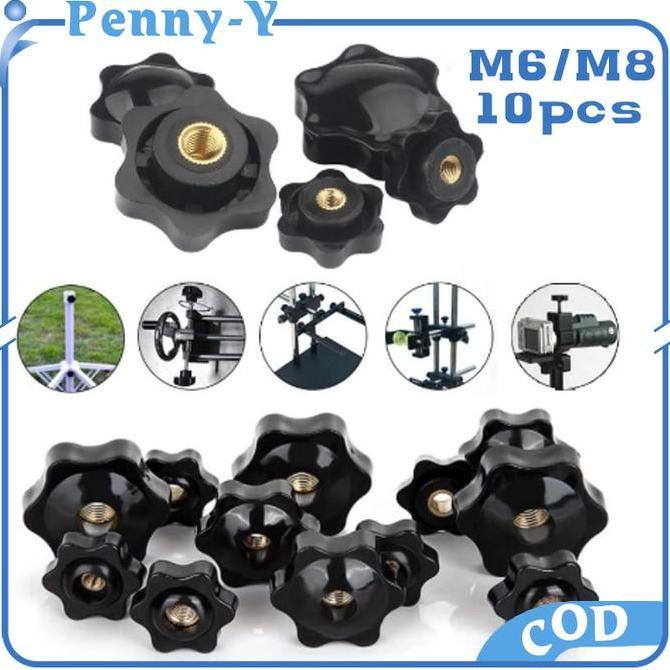 SOORIM 10pcs Baut Kepala Handle Knob M6 / M8 Knob Mur Bintang Knob Star