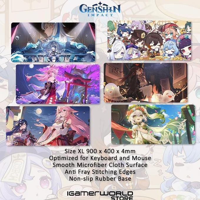 HARGA DISC - Mousepad Anime Genshin Impact Deskmat Ukuran XL Gaming Mousepad
