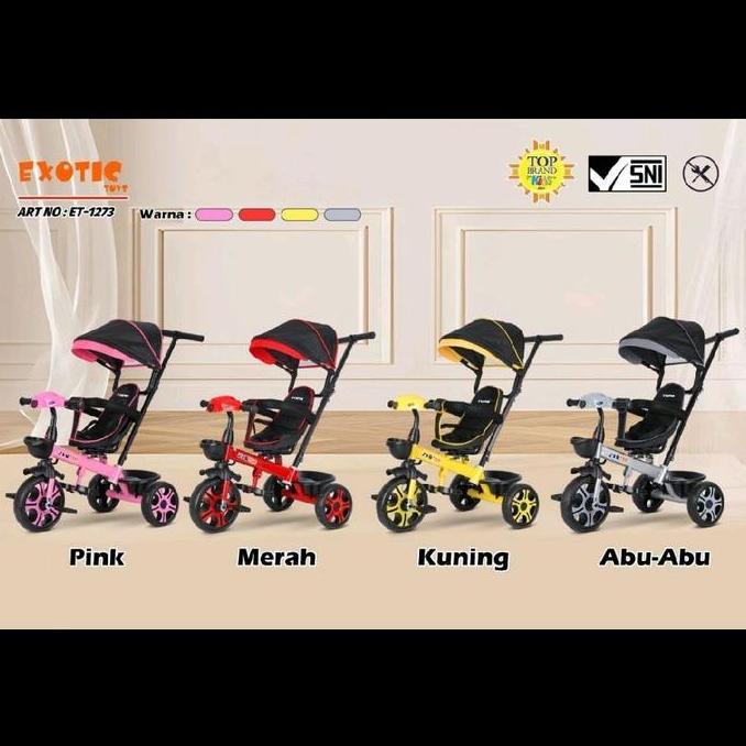 Sepeda Roda Tiga Tricycle Stroller Anak Exotic Et2251/Et1269/Et1273 Vespa Musik Lampu Allshop