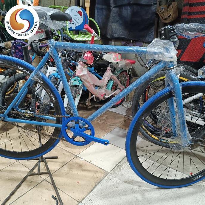 sepeda fixie 700c rem terpedo stang balap frame lokal bahan besi