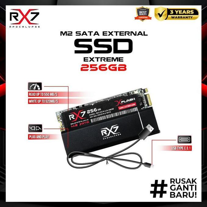 NEW SSD M2 SATA EXTERNAL 256GB RX7 / ENCLOSURE M2 SATA + M2 SATA 256GB RX7