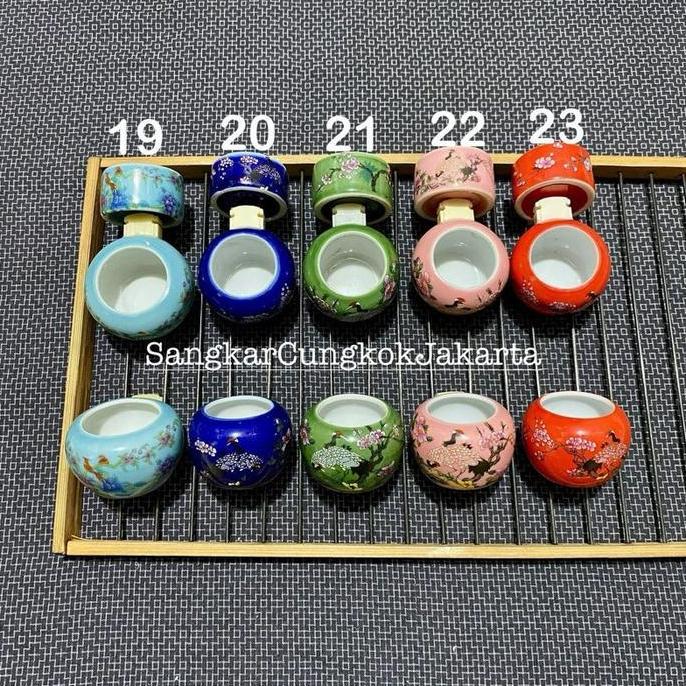 Bridwoi- Cepuk Cungkok Keramik Burung Sedang Tieumi Srdc Branjangan Set 3Pcs