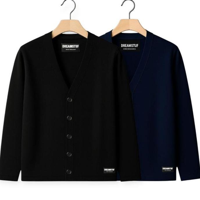Paket 2 Pcs Sweater Cardigan Kancing v-neck Lengan Panjang PremiumJaket Laki Laki Kekinian Pakaian K