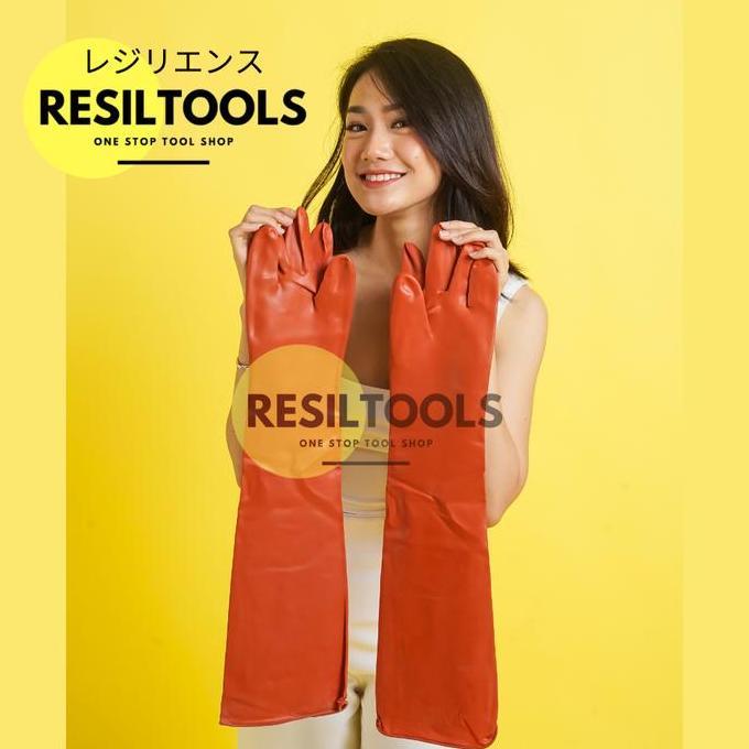 kikigrosir98 - sarung tangan karet sampai bahu 65 cm safety glove pelindung tangan