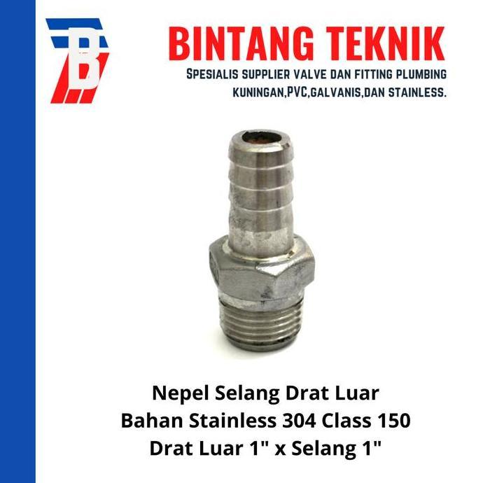 Nepel Selang Stainless (SUS) 304 Drat Luar 1" x Selang 1"