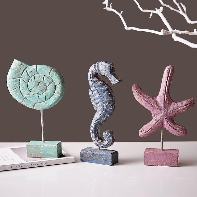 Dekorasi Rumah Gaya Mediterania Keong Kuda Laut Bintang Laut Dekorasi Kabinet Anggur Ruang Tamu Deko