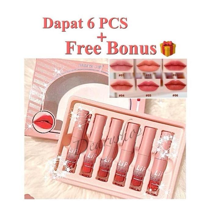 Papupi- [Dapat 6 Pcs ] Lipgloss Hasaya Girl / Lipstik 6Pcs Tahan Lama Dan Waterproof