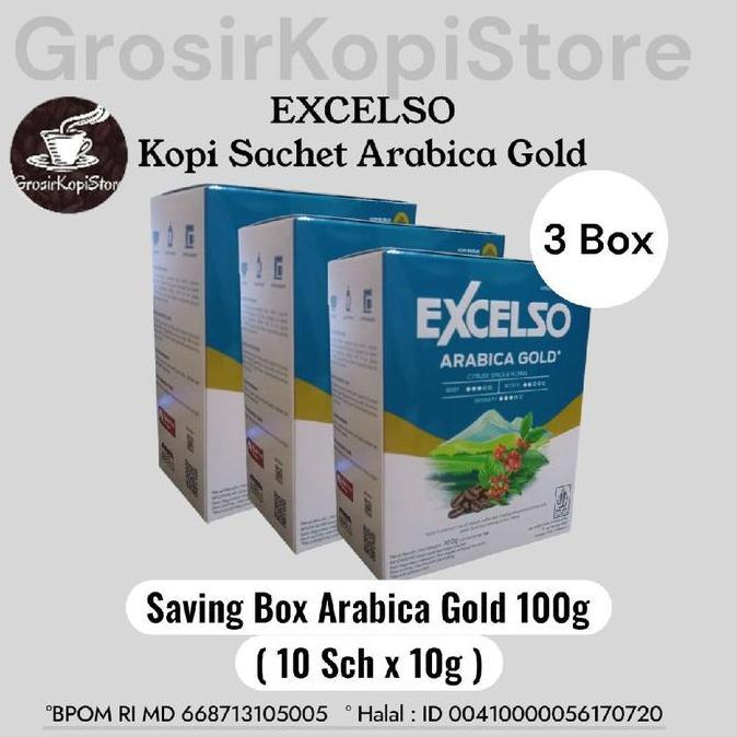 Kopi Sachet Excelso Arabica Gold- 3 Folding box  Coffee Bubuk Sachet Excelso Arabica Gold