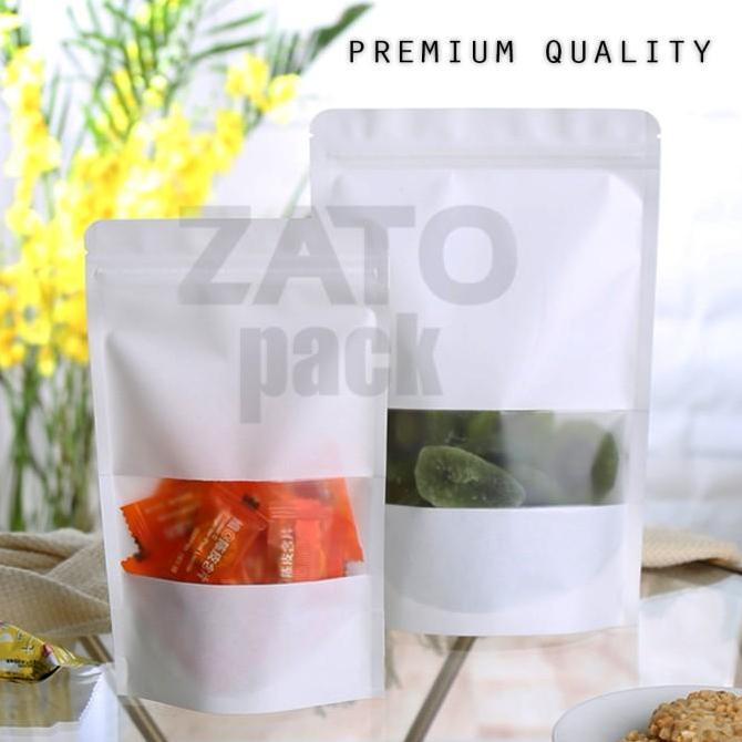 9x14 Kraft Paper bag WHITE standing pouch ZATOPACK - kemasan