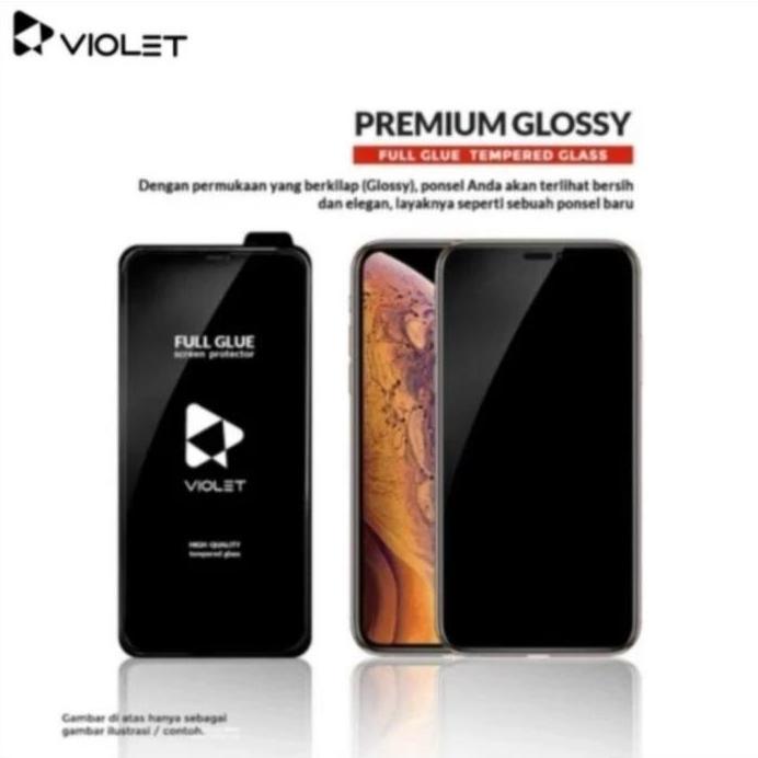 Ready tempered glass violet iphone XR full cover - black