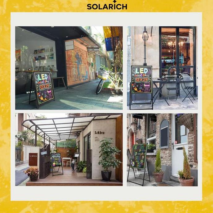 LED Standing Board Glass - Papan Tulis LED Dengan Efek Neon Dapat Dihapus & Tulis Ulang (Cocok Untuk