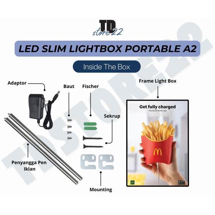 Slim Light Box LED A2 - Lampu Display Frame Poster Neon Box LED untuk Iklan Elegan Lampu Iklan Neon 