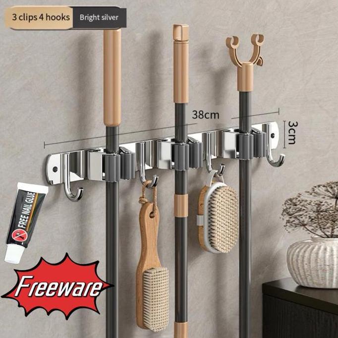 BAJANTEKNO Premium Sikat Stainless Steel RakPenait Mop Rack Penjepit Rak Sapu Pel Penjepit Gantungan
