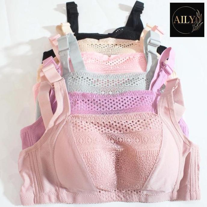 AI85 ~ 1 & 3 PCS BH BRA Kemben Busa Tanpa Kawat Cup Besar Renda Jaring Cantik Kait 4 Size 36 38 40 4