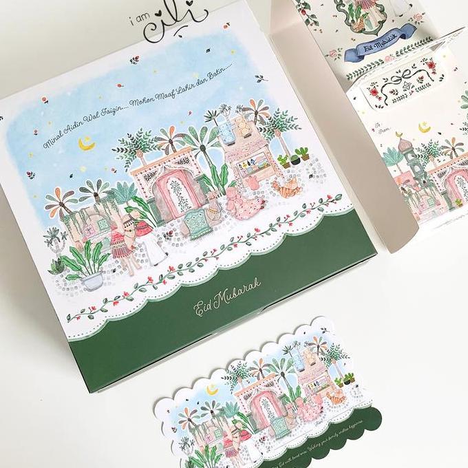 Picx- (Box 20 X 20 X 8 Cm Lebaran) Kotak Kue Bolu Lapis Legit (10 Pcs)