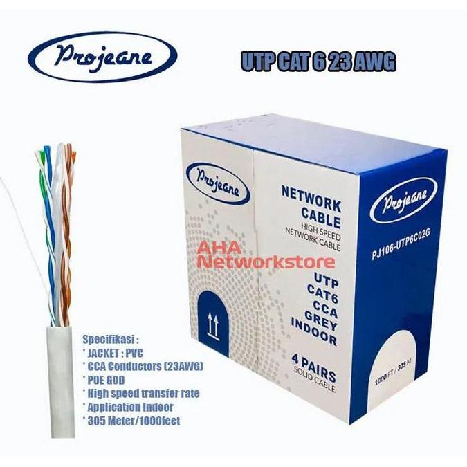 TERMURAH - Kabel UTP Cat6 Projeane Kabel UTP Cat6 Projeane Cable UTP Cat6