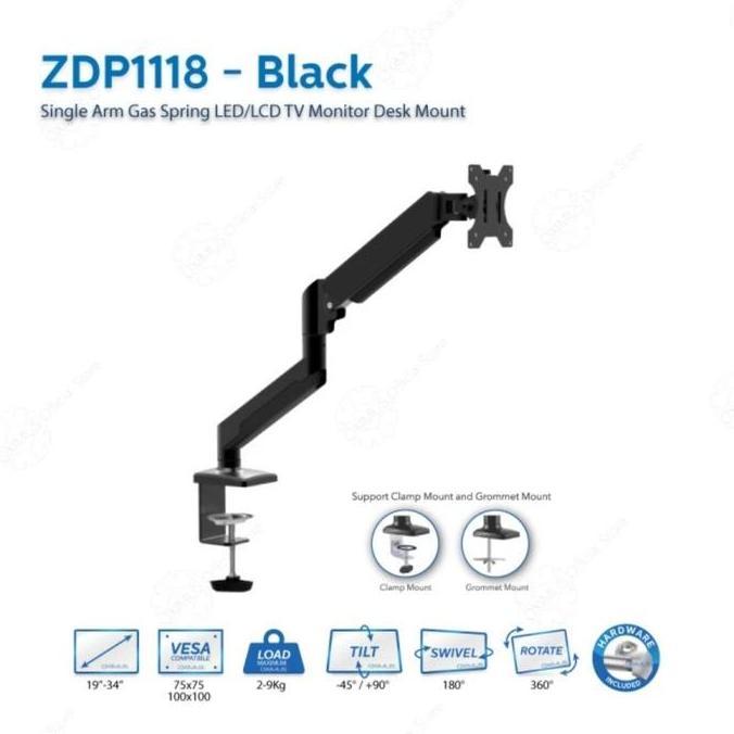 TERBARU - Bracket TV Monitor Gas Spring Oximus ZDP1118 Tilt Swivel ZDP 1118