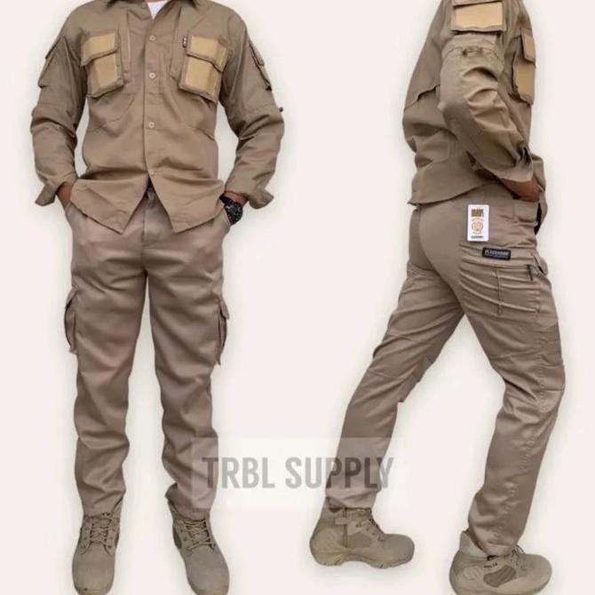 Seragam Stelan Kemeja tactical 511 dan celana tactical Bhk warna Cream Cewe Cowo | Kemeja 511 Lengan