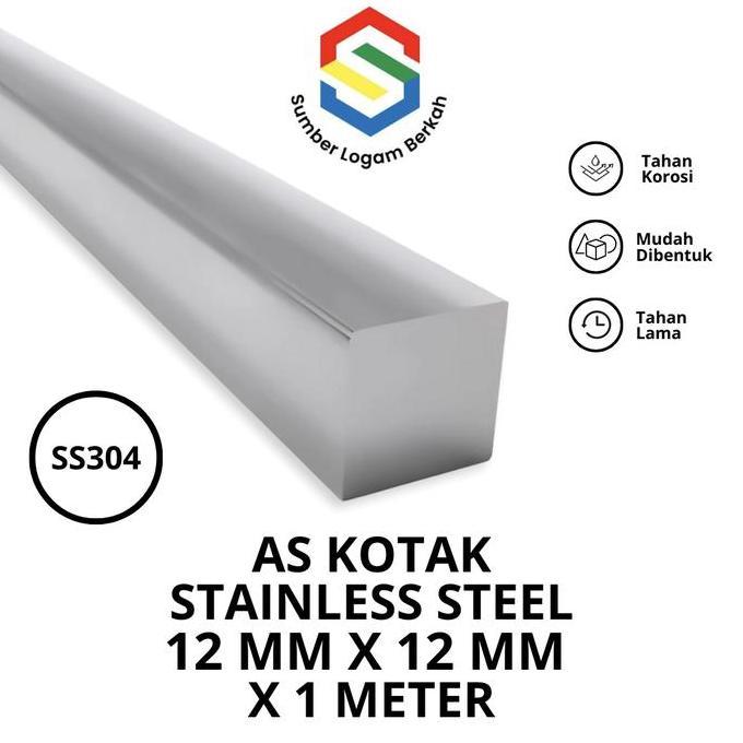 as kotak 12 mm x 12 mm stainless steel 304