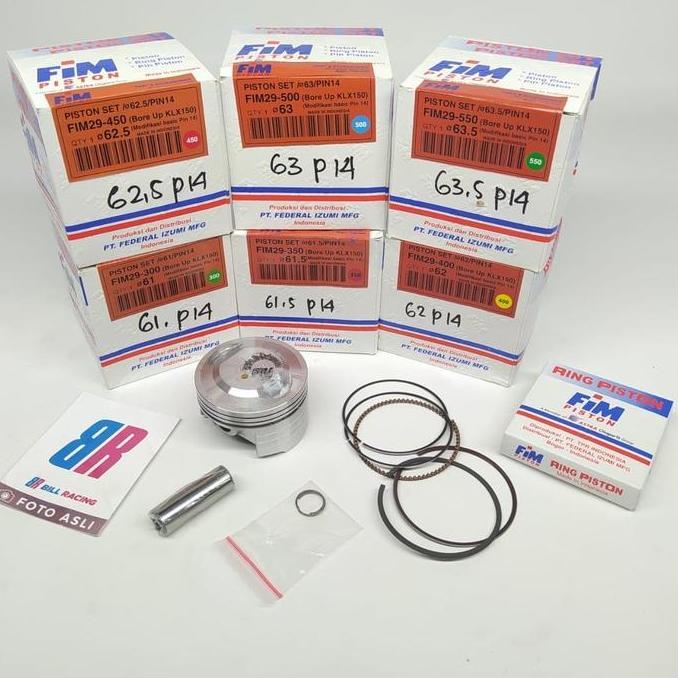 NEW FIM 29 KLX PISTON KIT 61 61.5 62 62.5 63 63.5 PEN 14