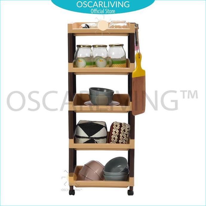 TERMURAH - Tabitha RSTK Rak 5 Susun Plastik Serbaguna Dengan Roda-COKLAT