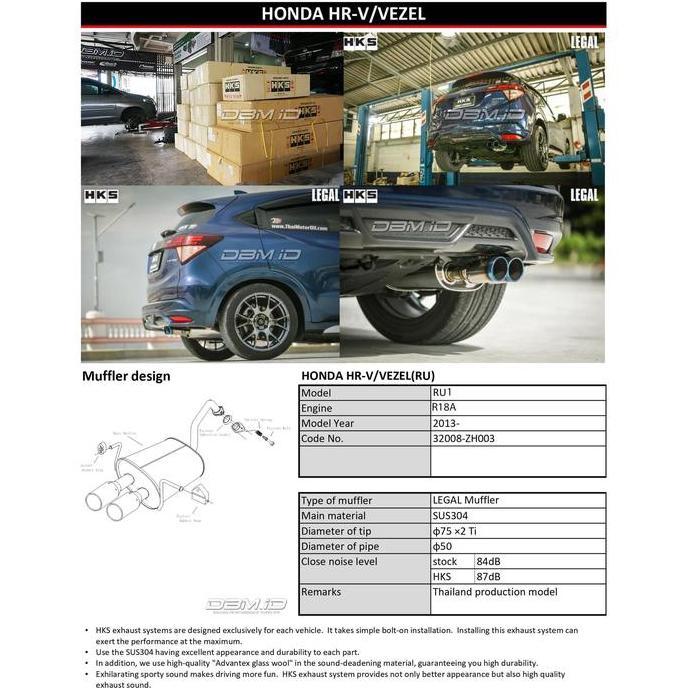 Promo Knalpot Muffler LEGAL Titanium HKS HRV 2015+ 32008-ZH003 Diskon