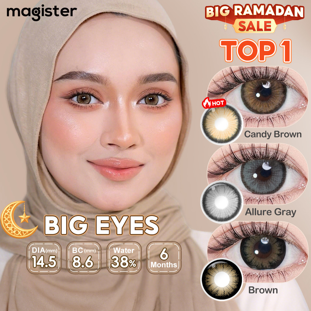 [0.00 s/d -6.00] Magister Softlens Minus 14.5mm Diamond Seri 6 Bulan Big Eyes Brown Soflens Minus Candy Brown Softlen Abu-Abu Softlens Hitam