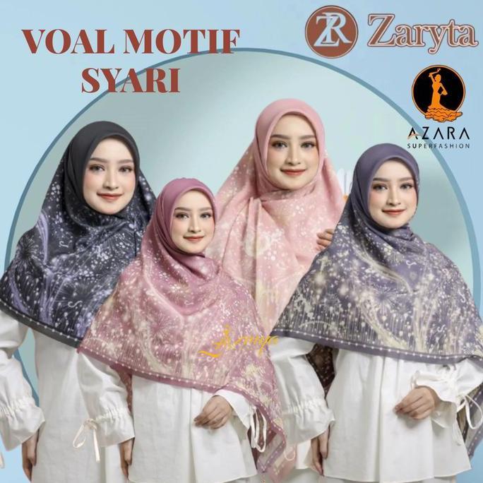 Xkxk- Voal Motif Azara Miracle - Hijab Syari Jilbab Syar'I Metal Logo Lasercut Part 1